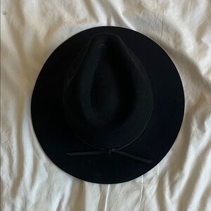 Brixton Black Wide-Brim Fedora with Slim Hatband